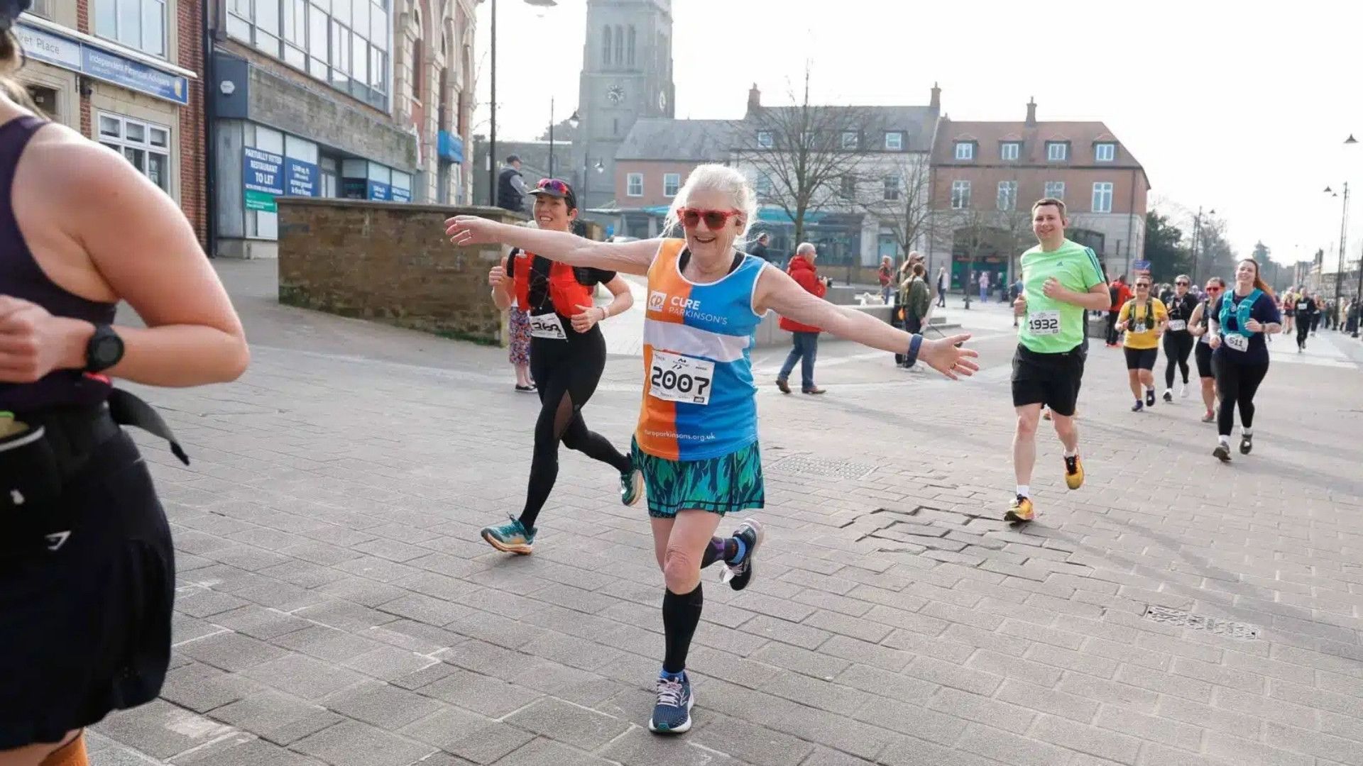 A marathon runner running during the Hackney Half Marathon.